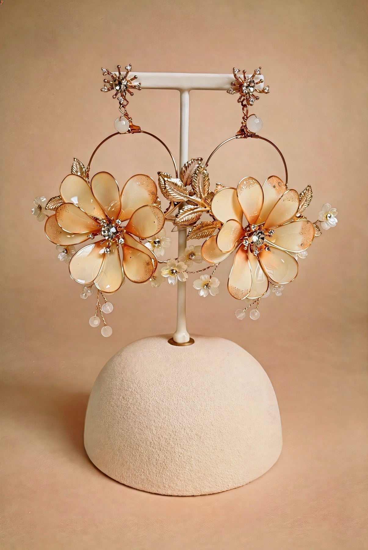 Peach Mist Floral Earrings
