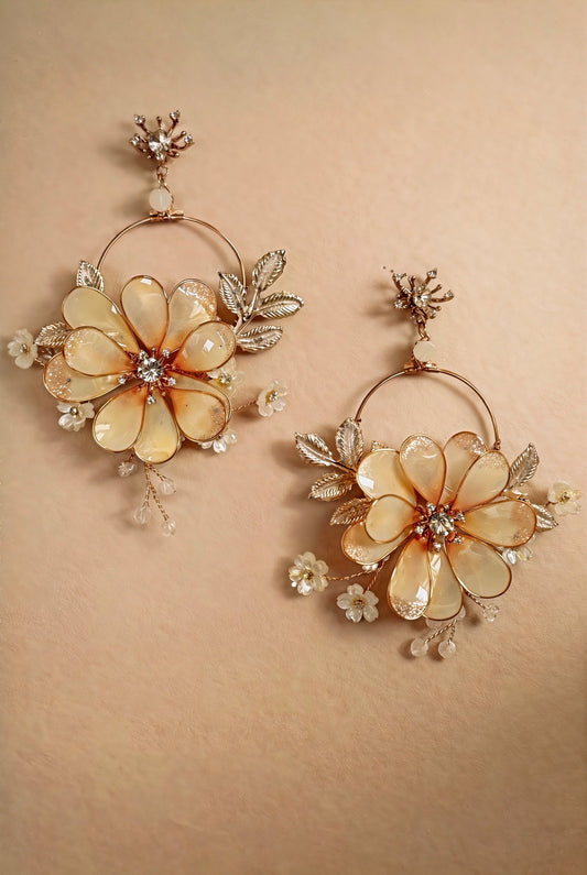 Peach Mist Floral Earrings