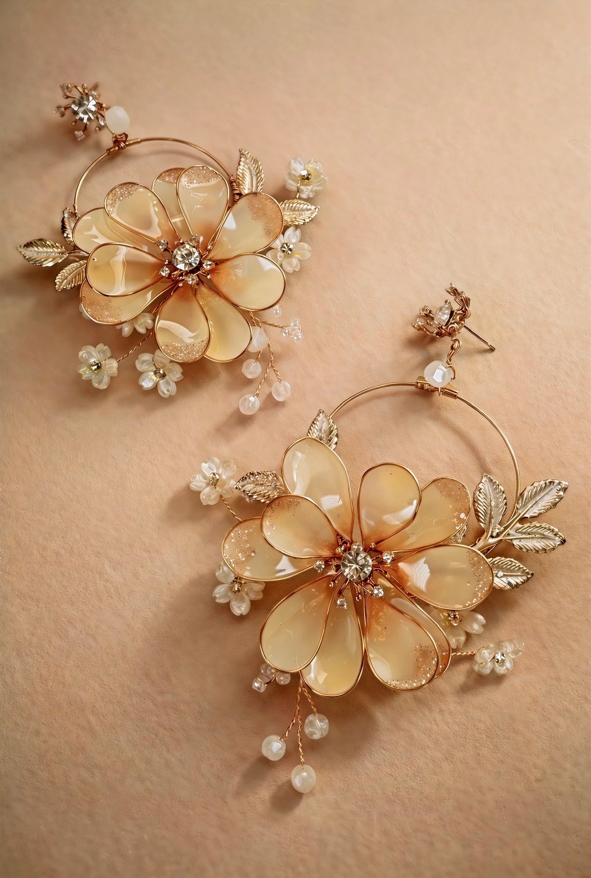 Peach Mist Floral Earrings
